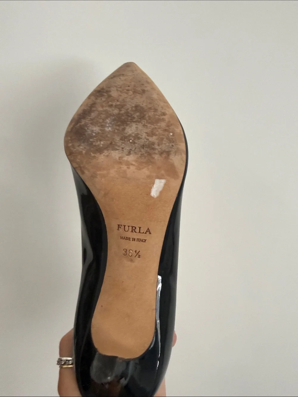 Furla Black Patent Pointed-Toe Pumps